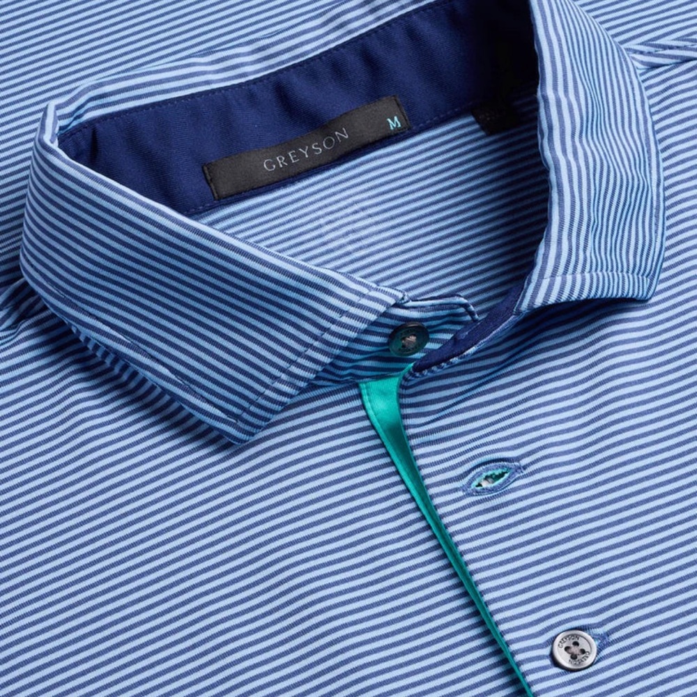 NWT Greyson Striped Blue Polo Shirt - Picture 4 of 15
